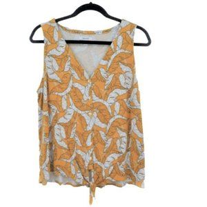 Women's Nine West Button Front Knot-Hem Sleeveless Tank Top Blouse Size Large L